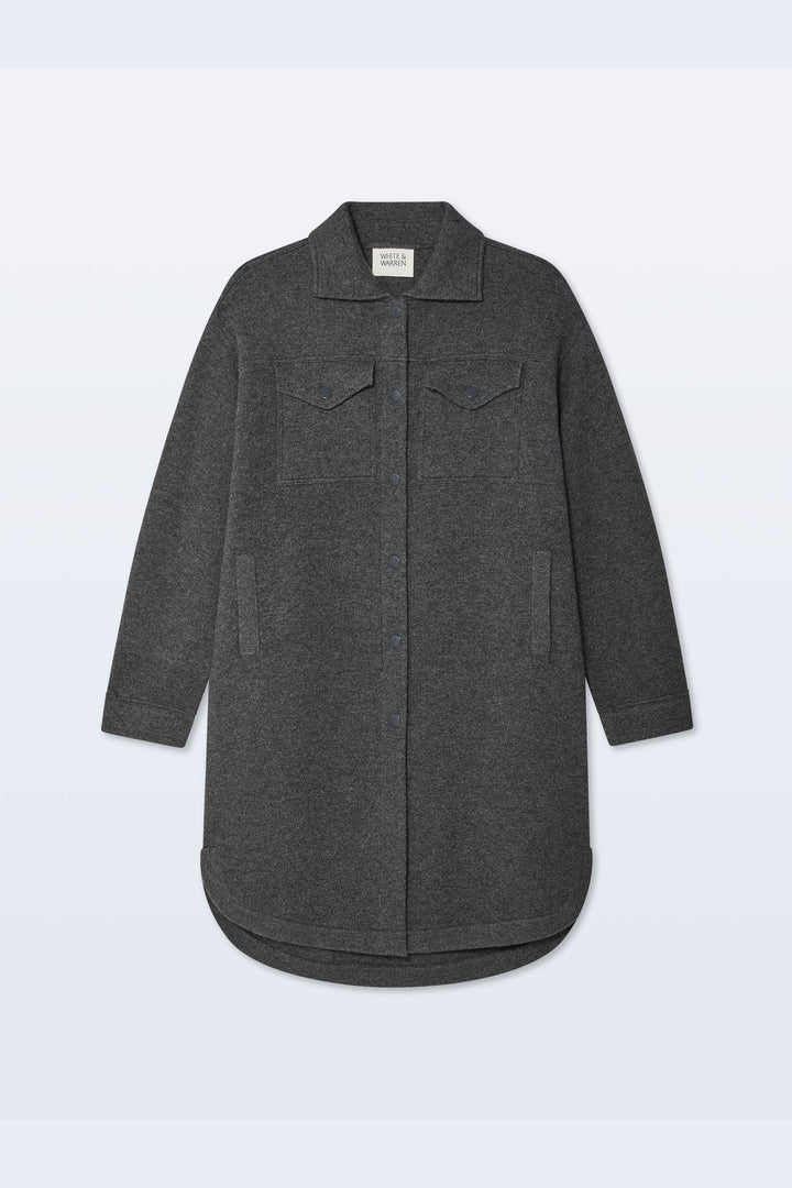 White + Warren Cashmere Blend Fringe Coat, Dark Granite — Grethen House