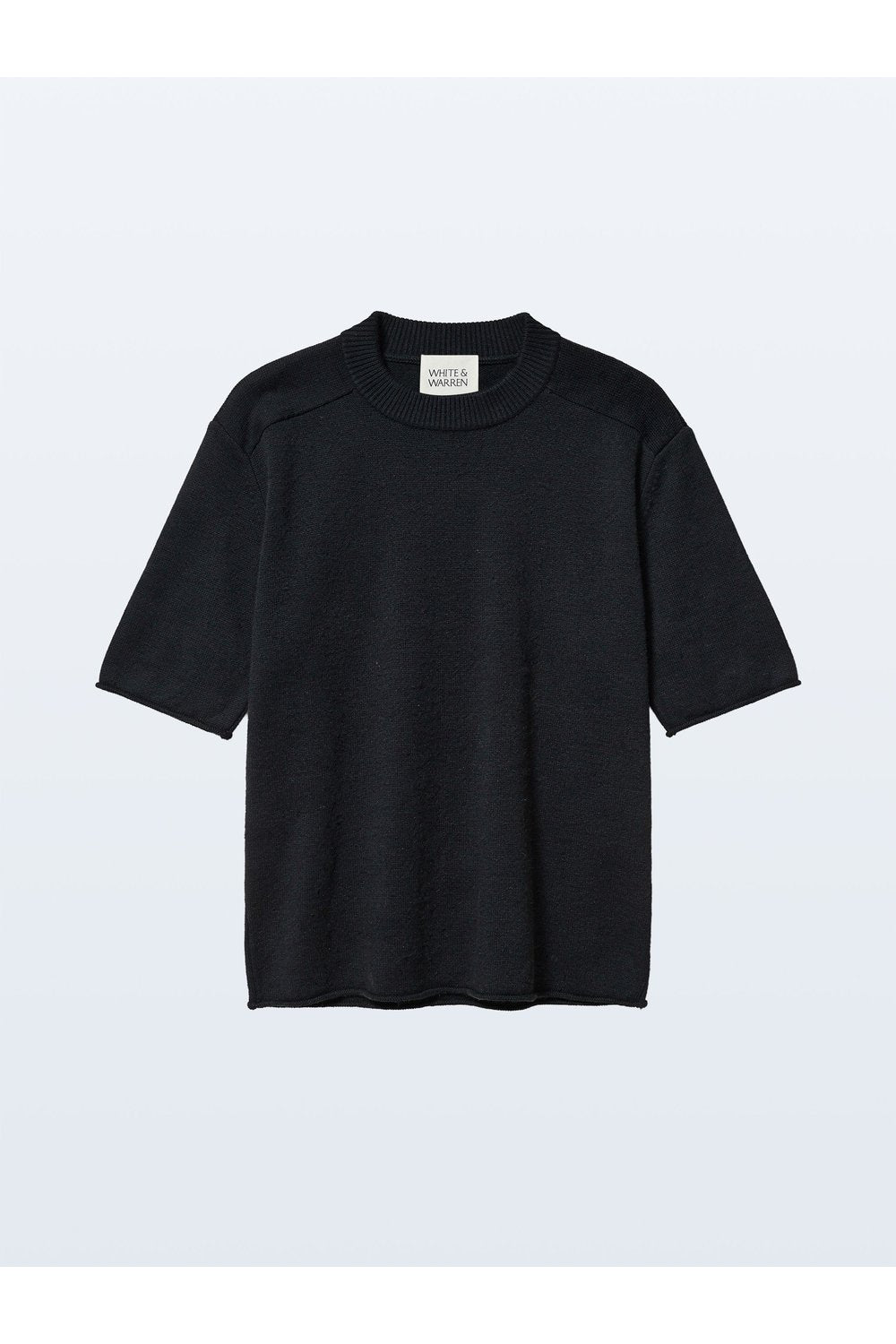 White + Warren Cashmere Oversized Tee in Black, front view
