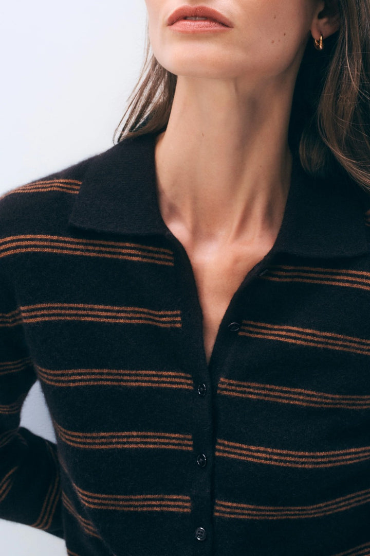 White + Warren Cashmere Striped Cardigan