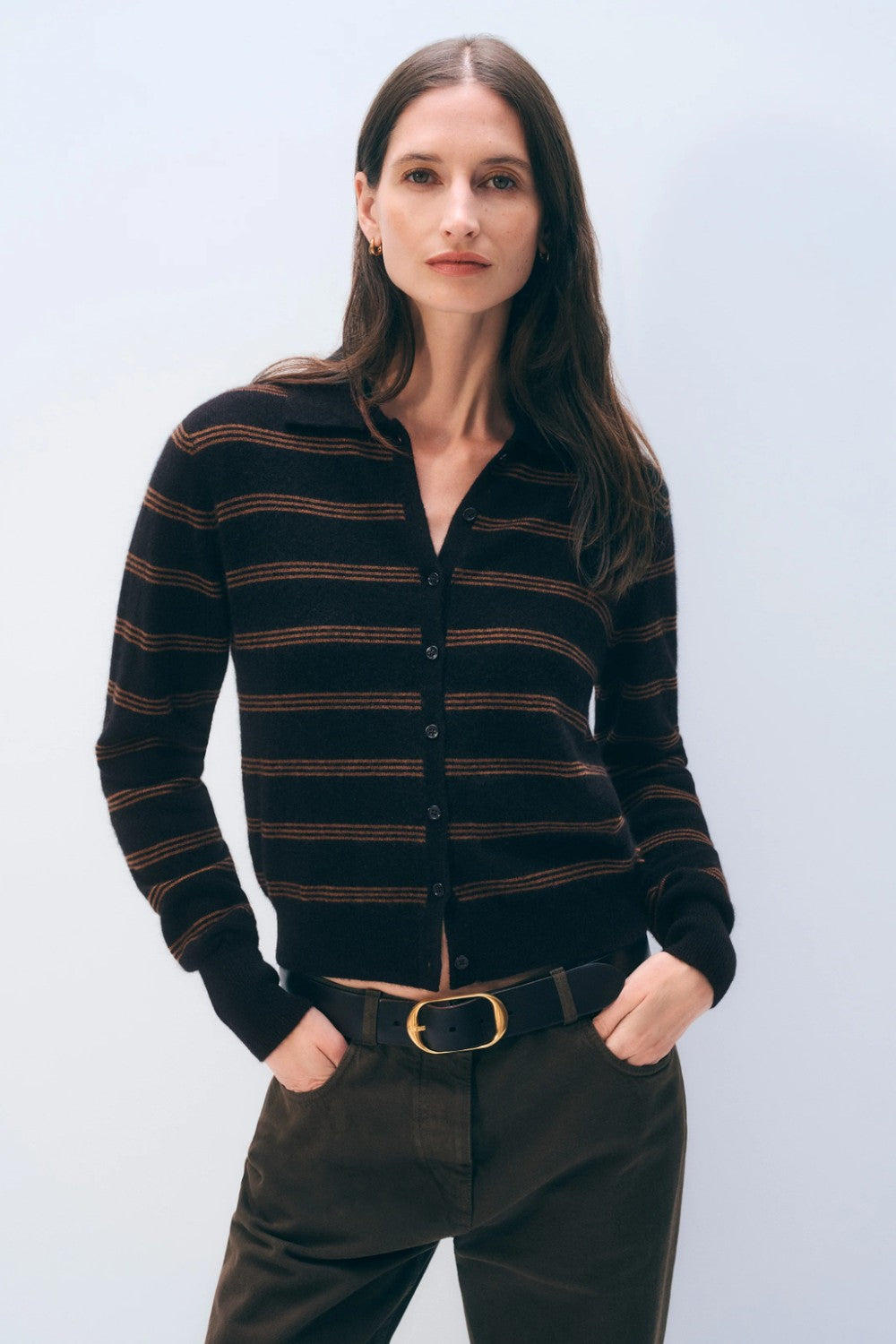 White + Warren Cashmere Striped Cardigan