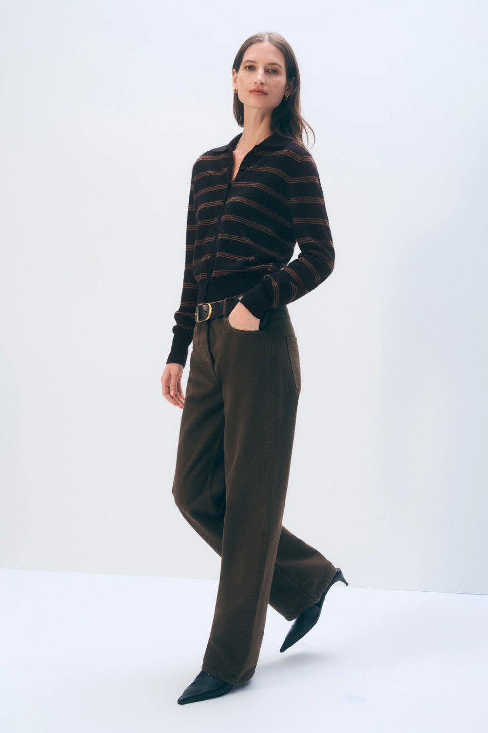 White + Warren Cashmere Striped Cardigan