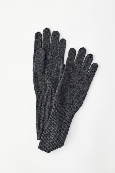 Cashmere Long Texting Glove Charcoal Heather flat lay