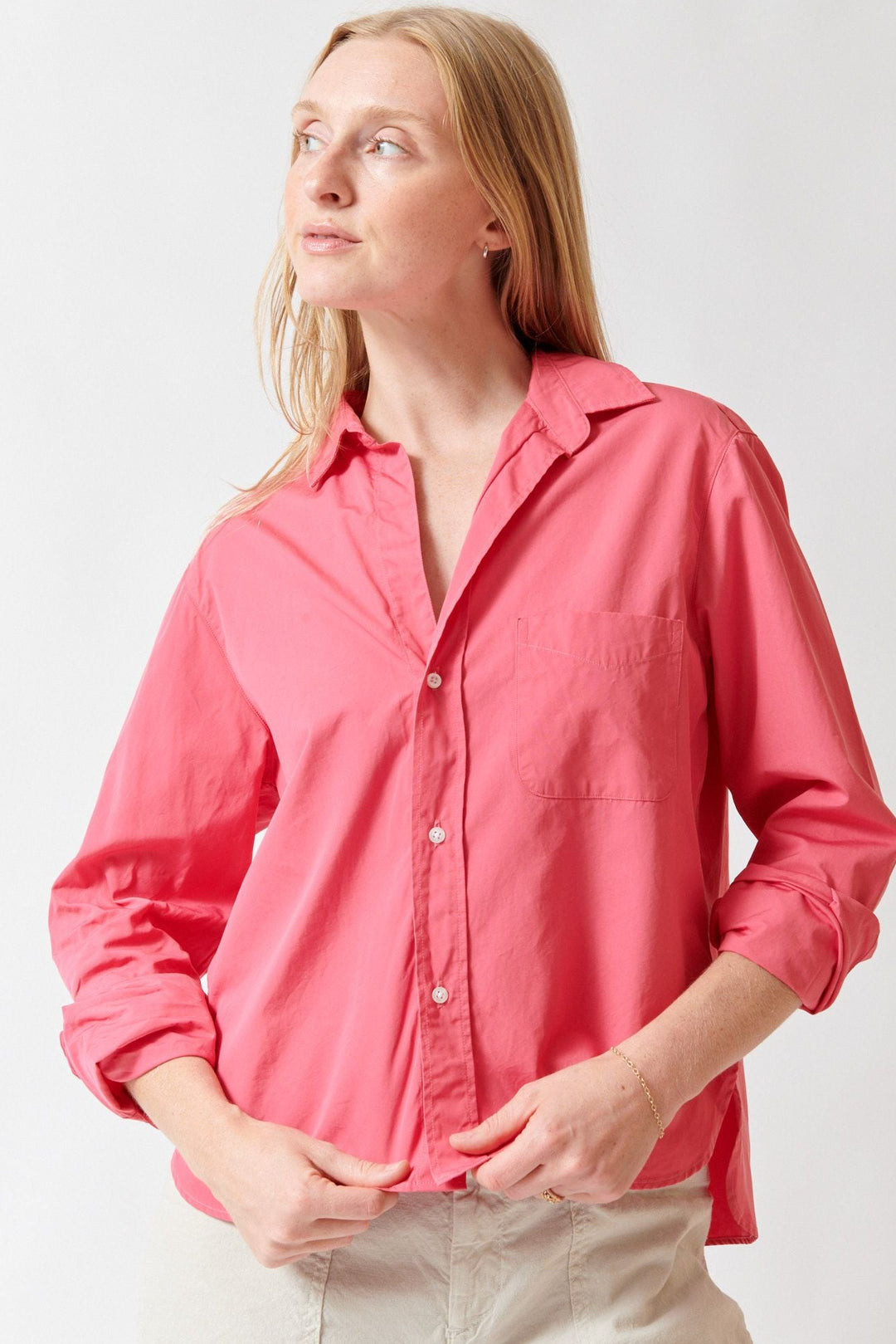 Frank & Eileen Silvio Untuckable Button Up Shirt Magenta / M
