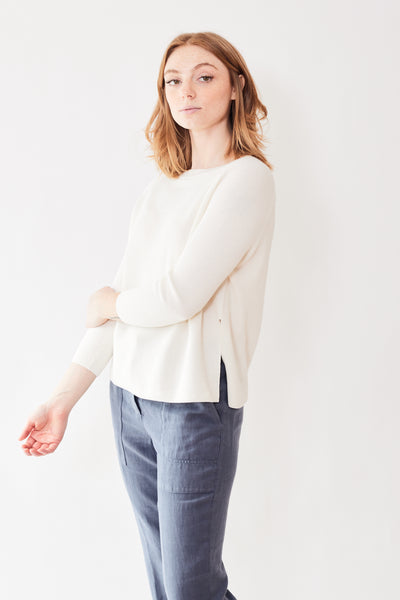 Base Ribbed Side Split Cotton Sweater