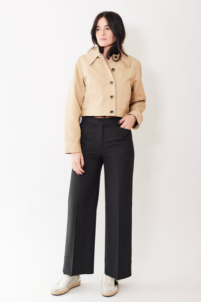 Ganni Drapey Melange Mid Waist Pants