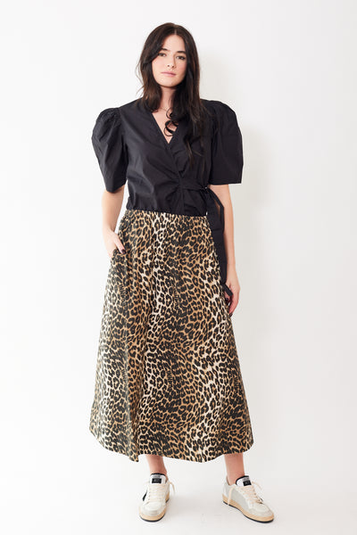 Ganni Printed Cotton Elasticated Maxi Skirt