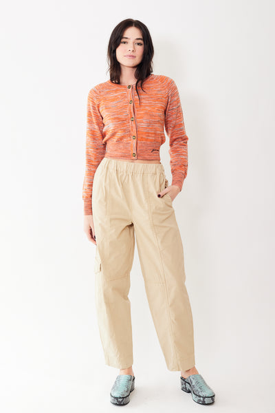 Ganni Washed Cotton Canvas Elasticated Curve Pants