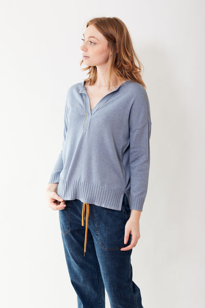 Lilla P 3/4 Sleeve Split Neck Sweater
