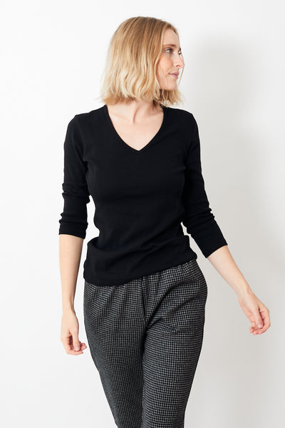 Lilla P 3/4 Sleeve V Neck