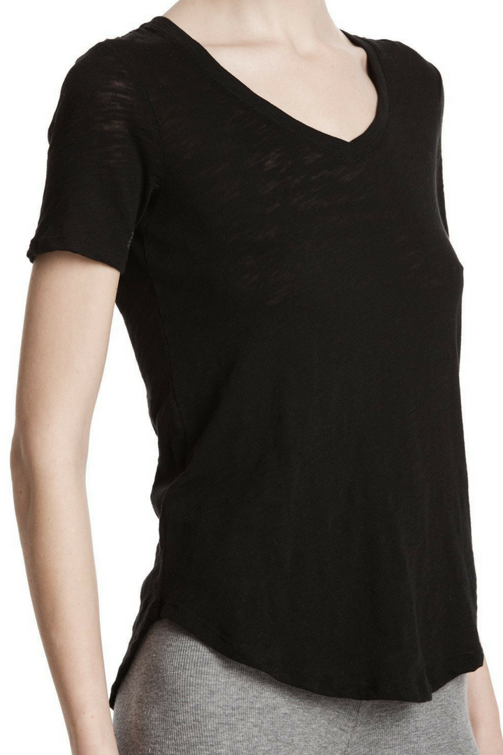 ATM Anthony Thomas Melillo V Neck Short Sleeve Slub Jersey