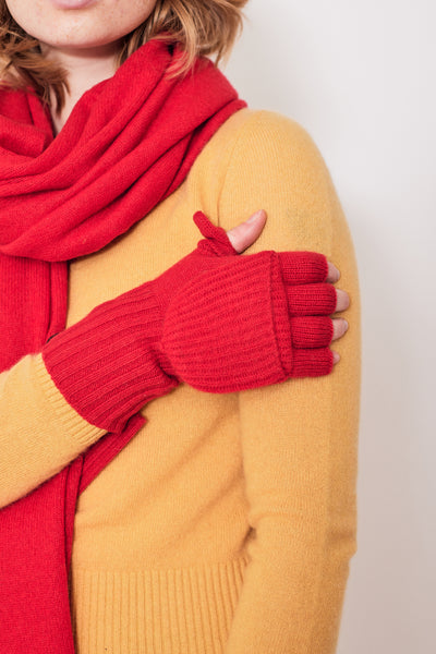 White + Warren Cashmere Ribbed Pop Top Gloves